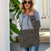 Sudadera con capucha y estampado de leopardo en dos tonos